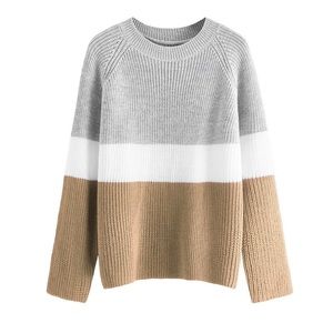 Women's Knitted Color Block Textured Sweater